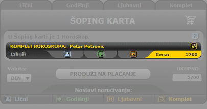 Uspešno naručeni Komplet Horoskop u Šoping karti kako izgleda naruceni astrologija rs komplet horoskop
